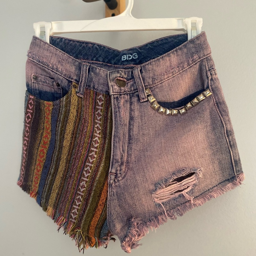 BDG distressed high rise cheeky shorts